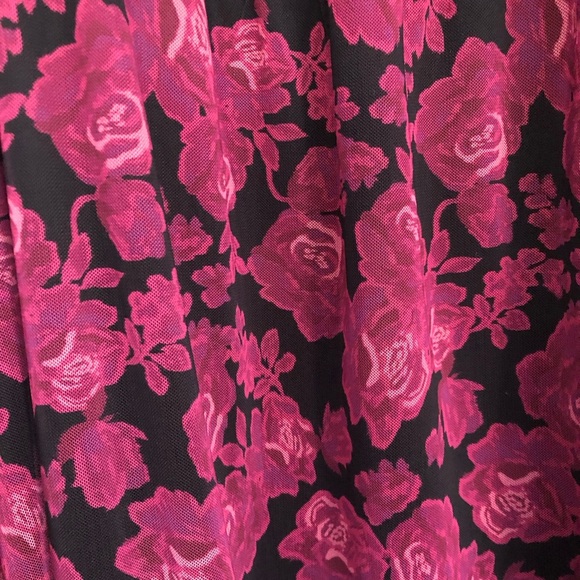 Terra & Sky Women's Sheer Dress OX 14W Rose Floral Black/Burgundy Moody Romantic - Picture 7 of 11